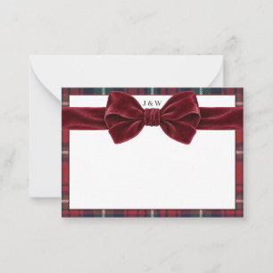 Tarjeta Pequeña Cuadro Rojo Verde Clásico y Personalizado con Inic