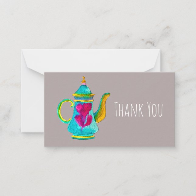 Tarjeta Pequeña Cuadros acuáticos singulares de la tetera turca (Anverso)