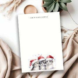 Tarjeta Pequeña Cuadros de color de agua para gatos Navidades bril