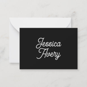 Tarjeta Pequeña Cualquier nombre   Elegante guión blanco vintage s