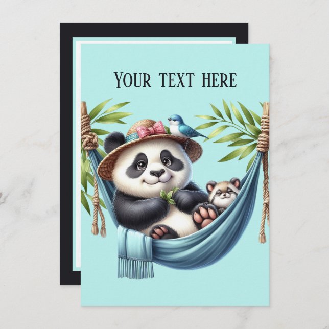 Tarjeta Pequeña Cualquier propósito Mami Baby Panda agrega mensaje (Anverso / Reverso)