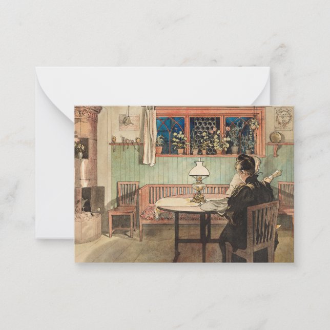 Tarjeta Pequeña Cuando los niños se han acostado de Larsson (Anverso)