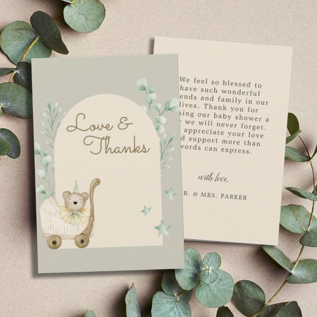 Tarjeta Pequeña Cub Cub Oso Acuarela Baby Shower Gracias (Subido por el creador)