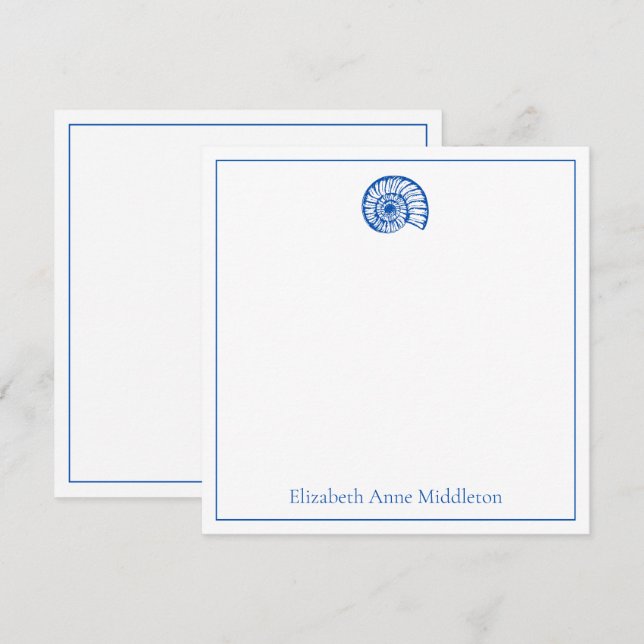 Tarjeta Pequeña Cubierta blanca y azul costera personalizada (Anverso / Reverso)