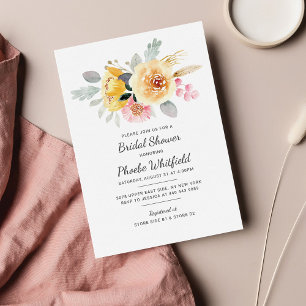 Tarjeta Pequeña Cubierta de la ducha de novia acuarela floral Botá