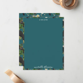 Tarjeta Pequeña Cuervos Góticos y Rosas Negras Patrón Verde Teal P