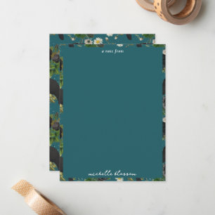 Tarjeta Pequeña Cuervos Góticos y Rosas Negras Patrón Verde Teal P