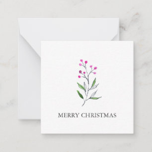 Tarjeta Pequeña Cuidados Berries Rojos y Navidades de acuarela Hol