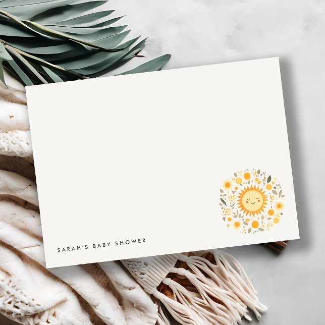 Tarjeta Pequeña Cuidar Nuestro Pequeño Sol Boho Sun Baby Shower (Subido por el creador)