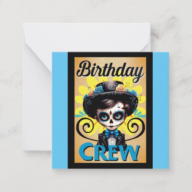 Tarjeta Pequeña Cumpleañero de Cráneo de Azúcar (Anverso)