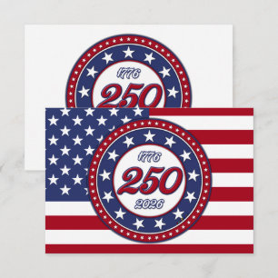Tarjeta Pequeña Cumpleaños 250 de América con bandera de EE. UU.