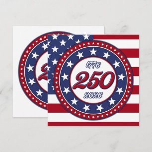 Tarjeta Pequeña Cumpleaños 250 de América con bandera de EE. UU.