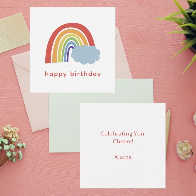 Tarjeta Pequeña Cumpleaños Arcoíris Chic Moderno Simple Colorido (Subido por el creador)