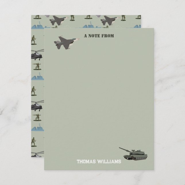 Tarjeta Pequeña Cumpleaños Camuflaje Verde Militar del Ejército (Anverso / Reverso)