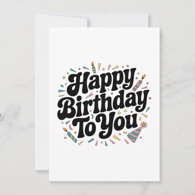 Tarjeta Pequeña Cumpleaños Confeti Retro (Anverso)