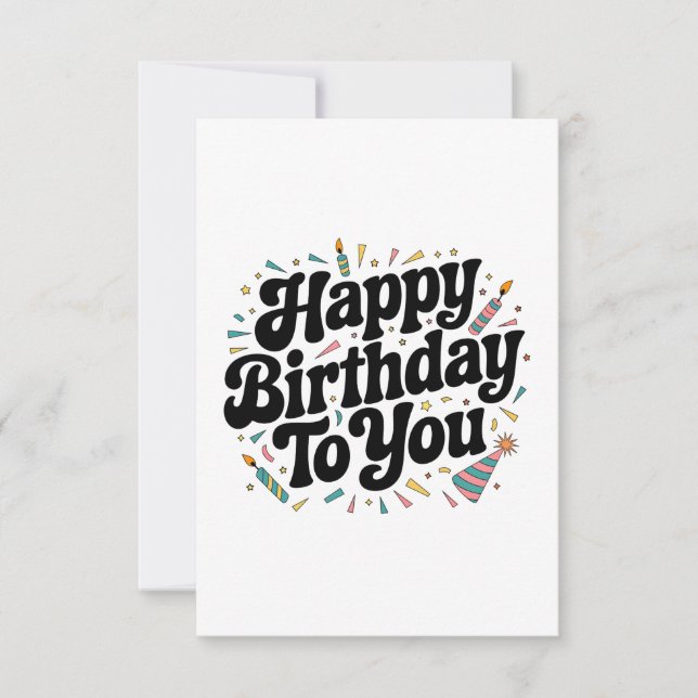 Tarjeta Pequeña Cumpleaños Confeti Retro (Anverso)