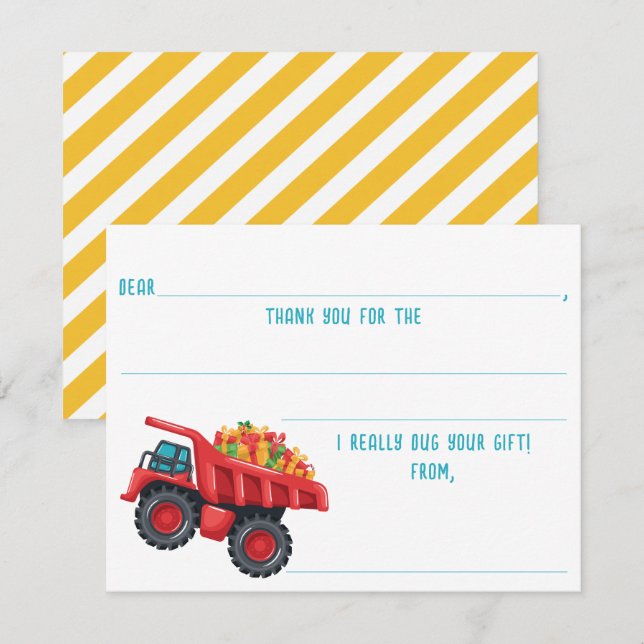 Tarjeta Pequeña Cumpleaños de Construcción Rellene los Espacios en (Anverso / Reverso)