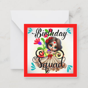 Tarjeta Pequeña Cumpleaños de Cute Sugar Skull