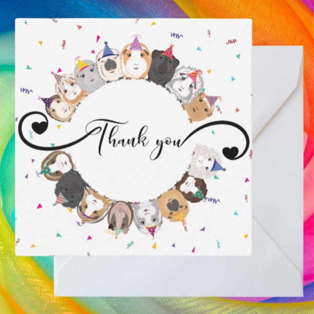 Tarjeta Pequeña Cumpleaños de Cuy Editable Agradecimiento (Subido por el creador)