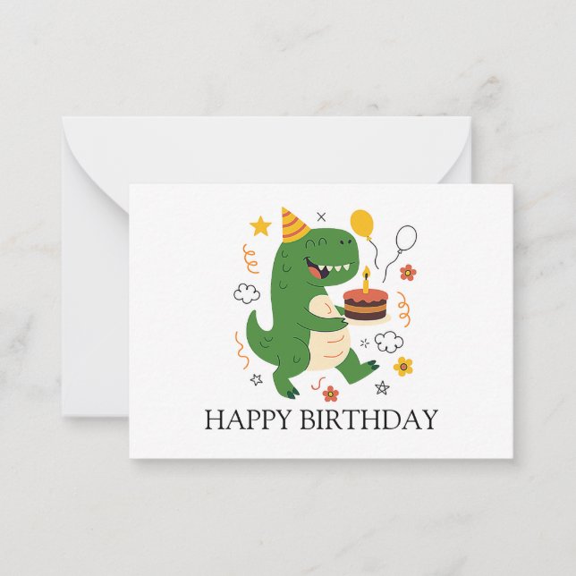 Tarjeta Pequeña Cumpleaños de Dino (Anverso)