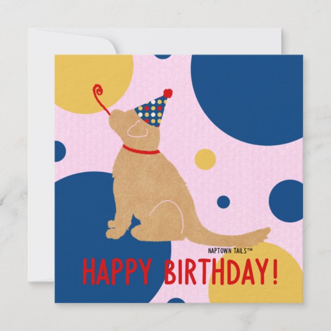 Tarjeta Pequeña Cumpleaños de Golden Retriever (Anverso)