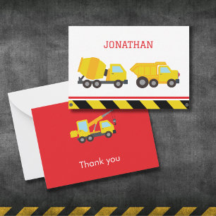 Tarjeta Pequeña Cumpleaños de la construcción gracias