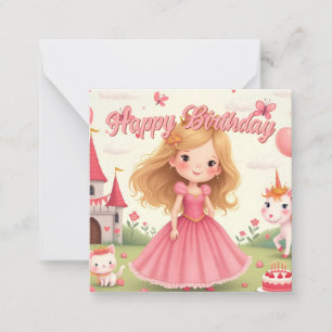Tarjeta Pequeña Cumpleaños de la princesa de hadas en un sueño ros