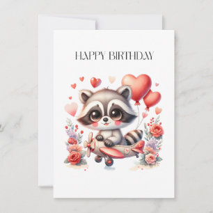 Tarjeta Pequeña Cumpleaños de Mapache Volador