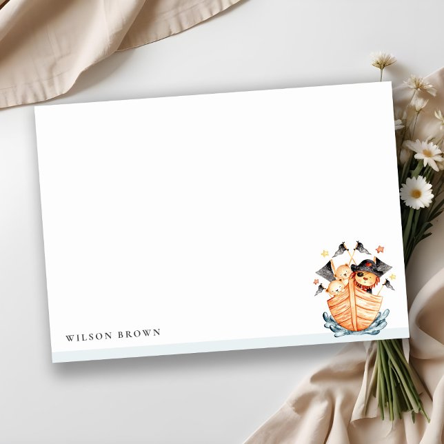 Tarjeta Pequeña Cumpleaños de niños león cachorro barco pirata náu (Subido por el creador)