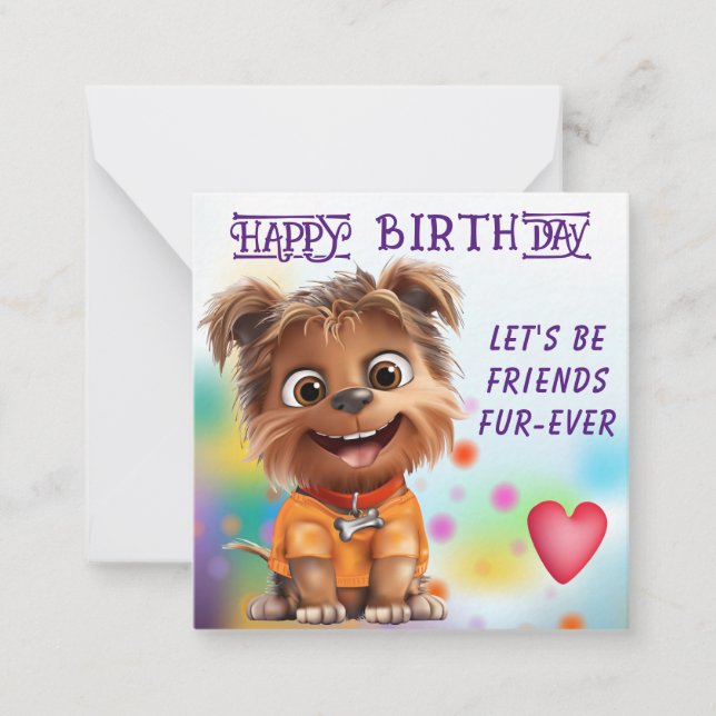 Tarjeta Pequeña Cumpleaños del Perro Terrier de Yorkshire (Anverso)