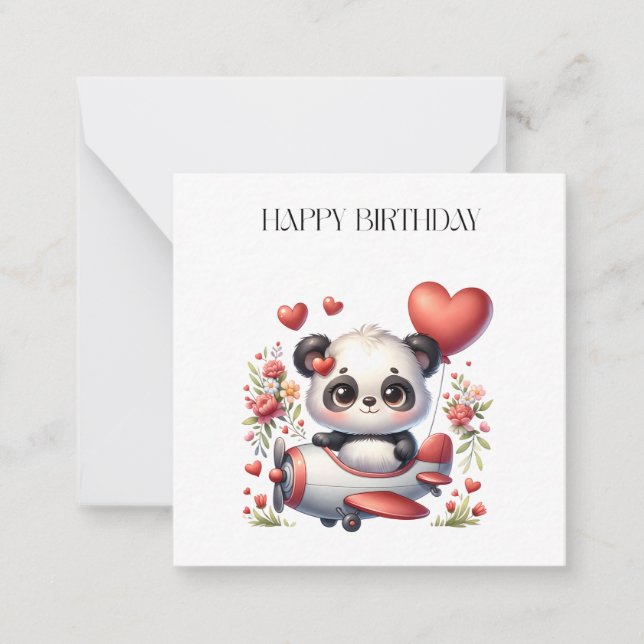 Tarjeta Pequeña Cumpleaños del piloto panda (Anverso)