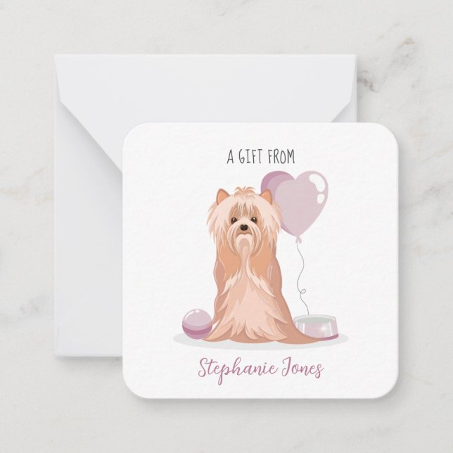 Tarjeta Pequeña Cumpleaños del Terrier de Cute Yorkshire (Anverso)