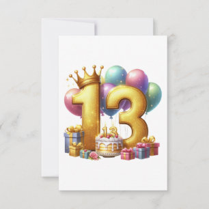 Tarjeta Pequeña Cumpleaños dorado 13