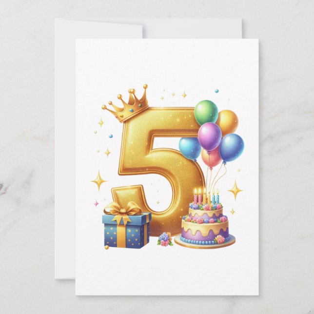 Tarjeta Pequeña Cumpleaños dorado 5 (Anverso)