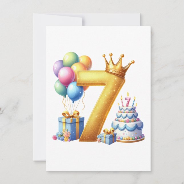 Tarjeta Pequeña Cumpleaños dorado 7 (Anverso)