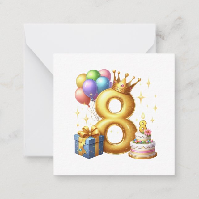 Tarjeta Pequeña Cumpleaños dorado 8 (Anverso)