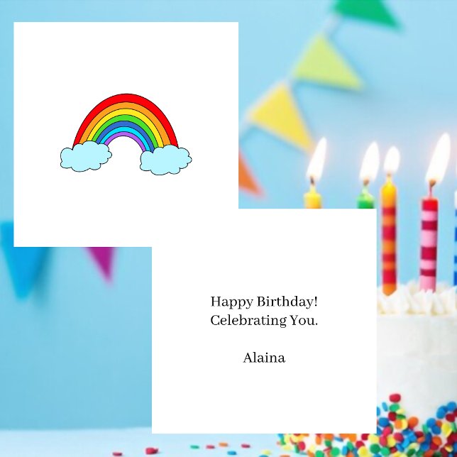 Tarjeta Pequeña Cumpleaños Feliz Arcoíris Caprichoso Simple (Subido por el creador)