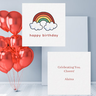 Tarjeta Pequeña Cumpleaños Feliz Arcoíris Colorido Moderno Simple