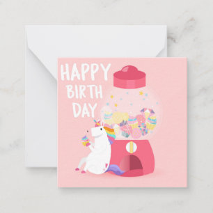Tarjeta Pequeña Cumpleaños Feliz de Unicornio