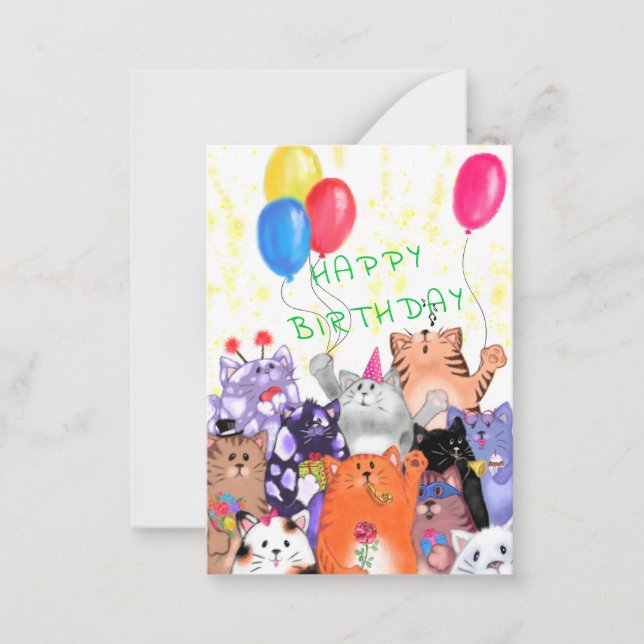 Tarjeta Pequeña Cumpleaños feliz - Dibujo del Personalizado del Fi (Anverso)
