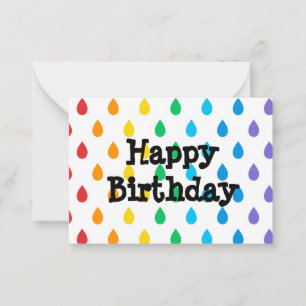 Tarjeta Pequeña Cumpleaños feliz, fondo multicolor divertido