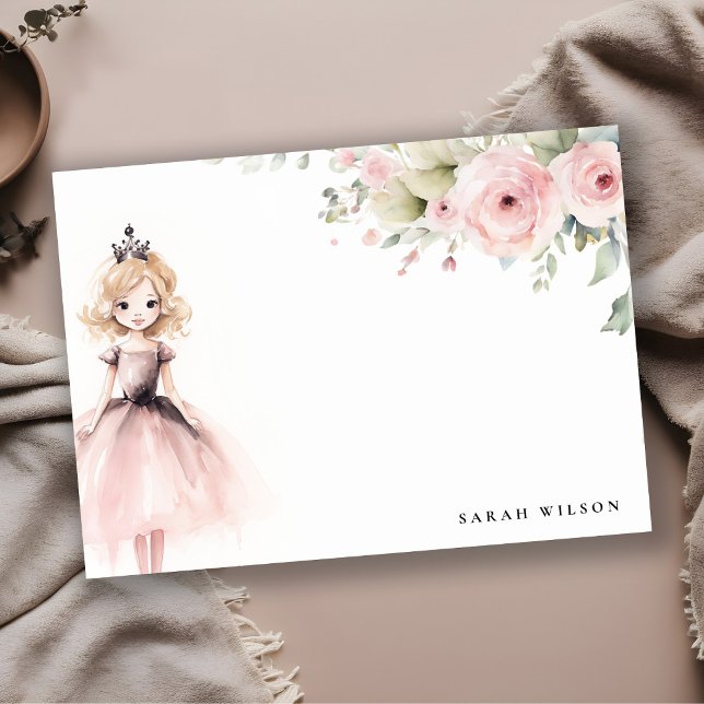 Tarjeta Pequeña Cumpleaños Floral Rosa Princesa Pequeña Linda (Subido por el creador)
