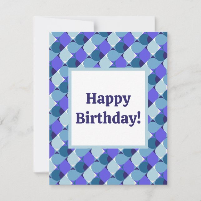 Tarjeta Pequeña Cumpleaños Formas Azules (Anverso)