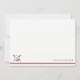 Tarjeta Pequeña Cumpleaños infantil de béisbol rojo naval lindo