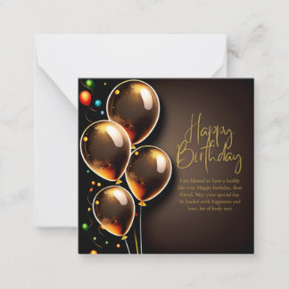 Tarjeta Pequeña Cumpleaños negro y dorado