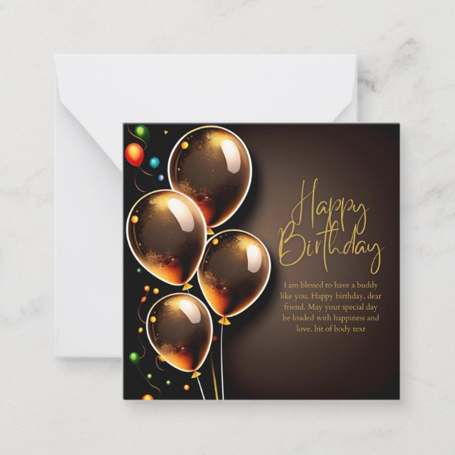 Tarjeta Pequeña Cumpleaños negro y dorado (Anverso)
