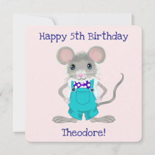 Tarjeta Pequeña Cumpleaños personalizado de ratón pequeño lindo y