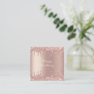 Tarjeta Pequeña Cumpleaños - Rosa de Oro Purpurina de Rubor Perfor