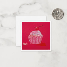 Tarjeta Pequeña Cupcake con glaseado de fresa