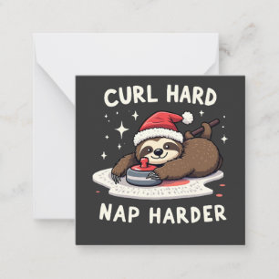 Tarjeta Pequeña Curl Hard Nap Más Duro Curling Deporte Perezoso Na